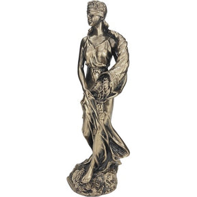 Escultura Grega Deusa da Fortuna Estatueta Mitológica Linha Ônix Ouro Luxo 31 cm