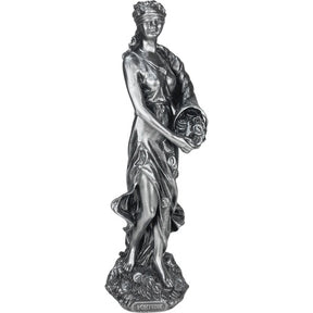 Escultura Grega Deusa da Fortuna Estatueta Mitológica Linha Ônix Ouro Luxo 31 cm