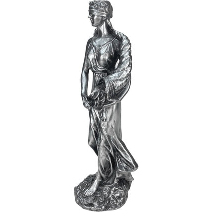 Escultura Grega Deusa da Fortuna Estatueta Mitológica Linha Ônix Ouro Luxo 31 cm