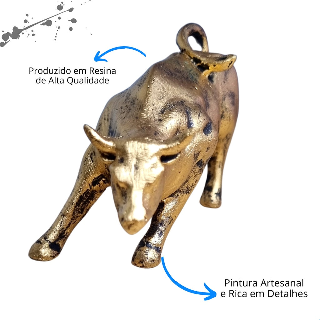 Estátua Decoração Touro de Wall Street Bolsa de Valores Investor 13cm em Resina