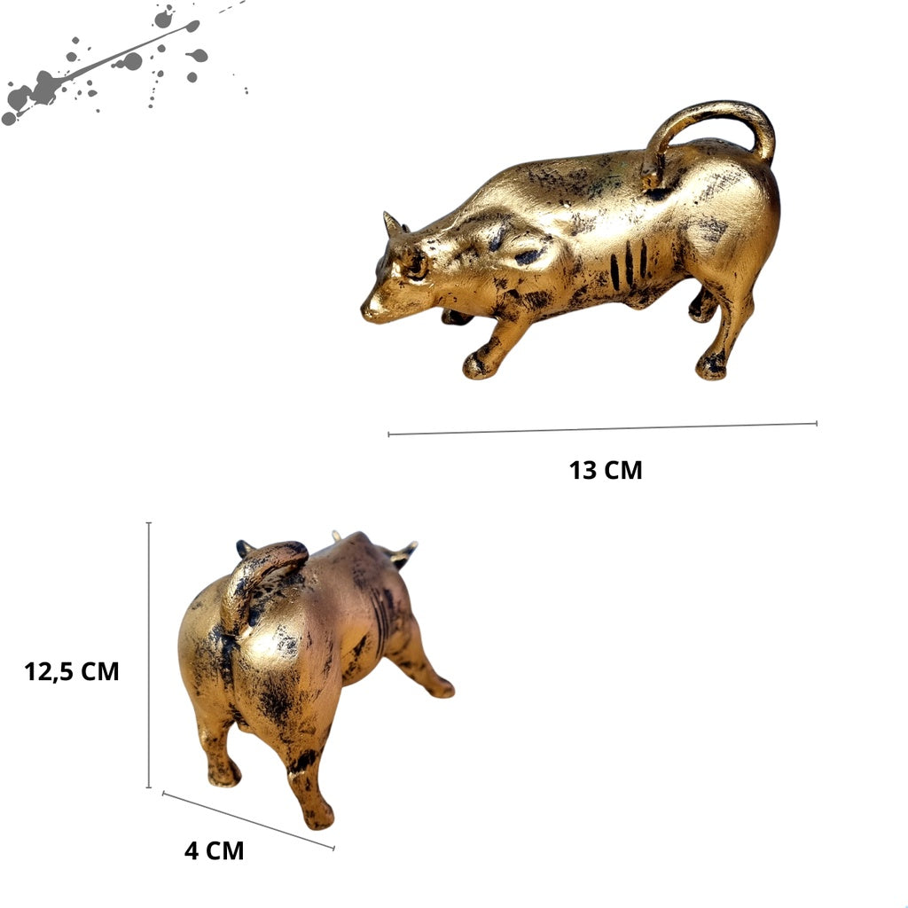 Estátua Decoração Touro de Wall Street Bolsa de Valores Investor 13cm em Resina