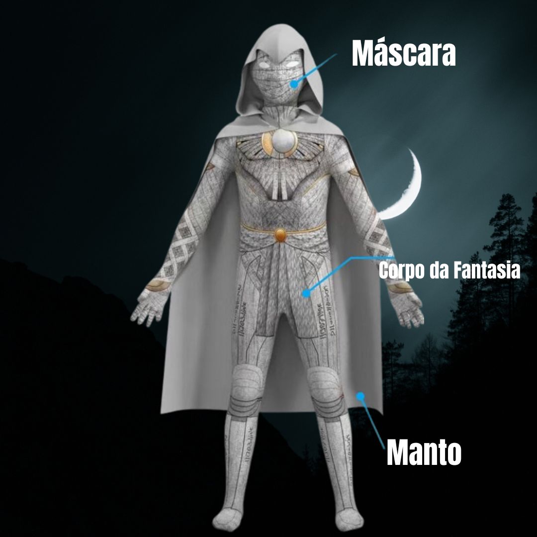 Filme cavaleiro da lua Fantasia Cosplay Macacão Com Manto Moon Knight Marc  Spector Máscara Machete Dia